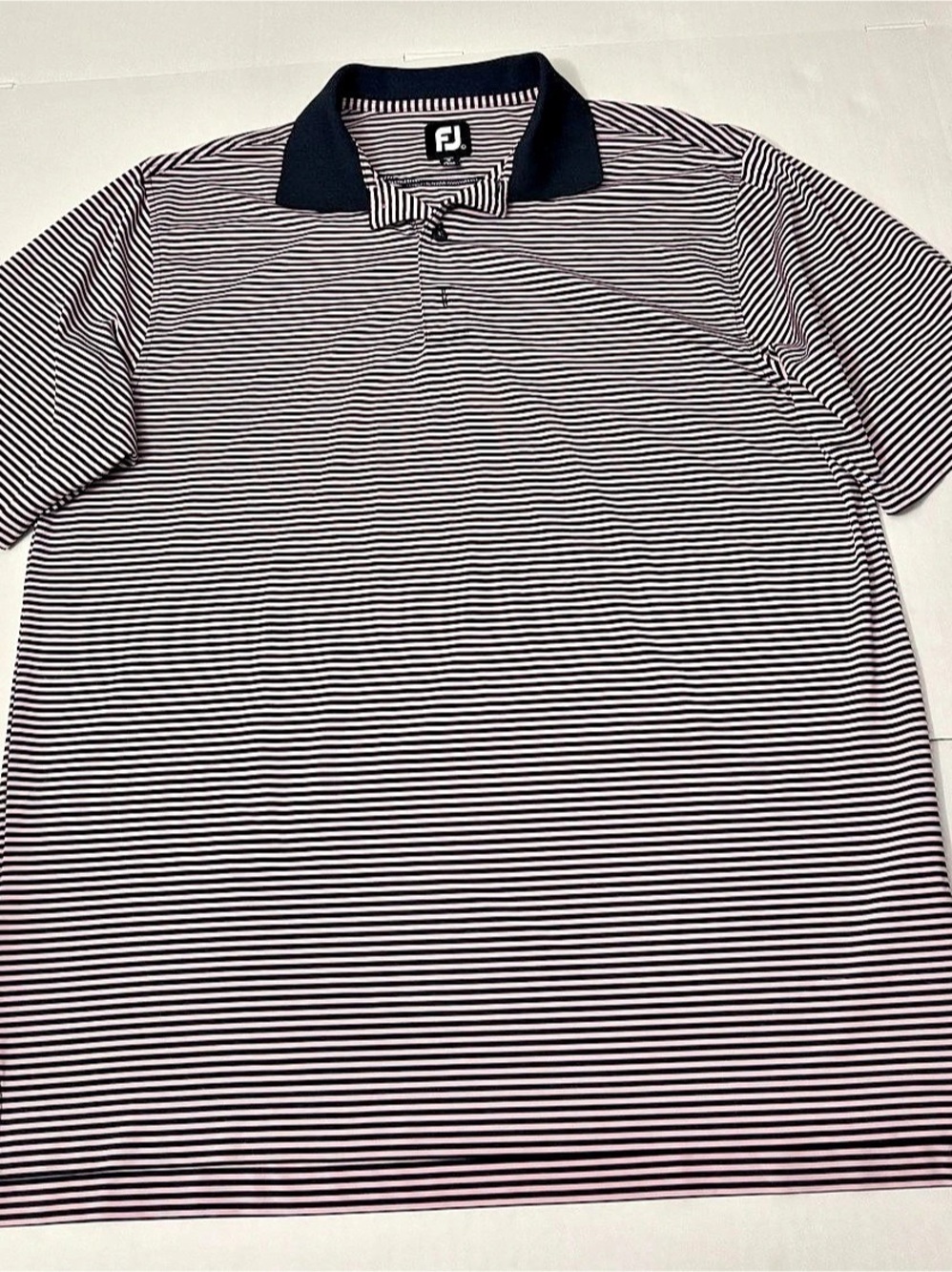 FootJoy Striped Golf Polo in Pink & Black Size L